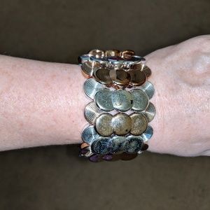 Silver and bronze stretch bracelet